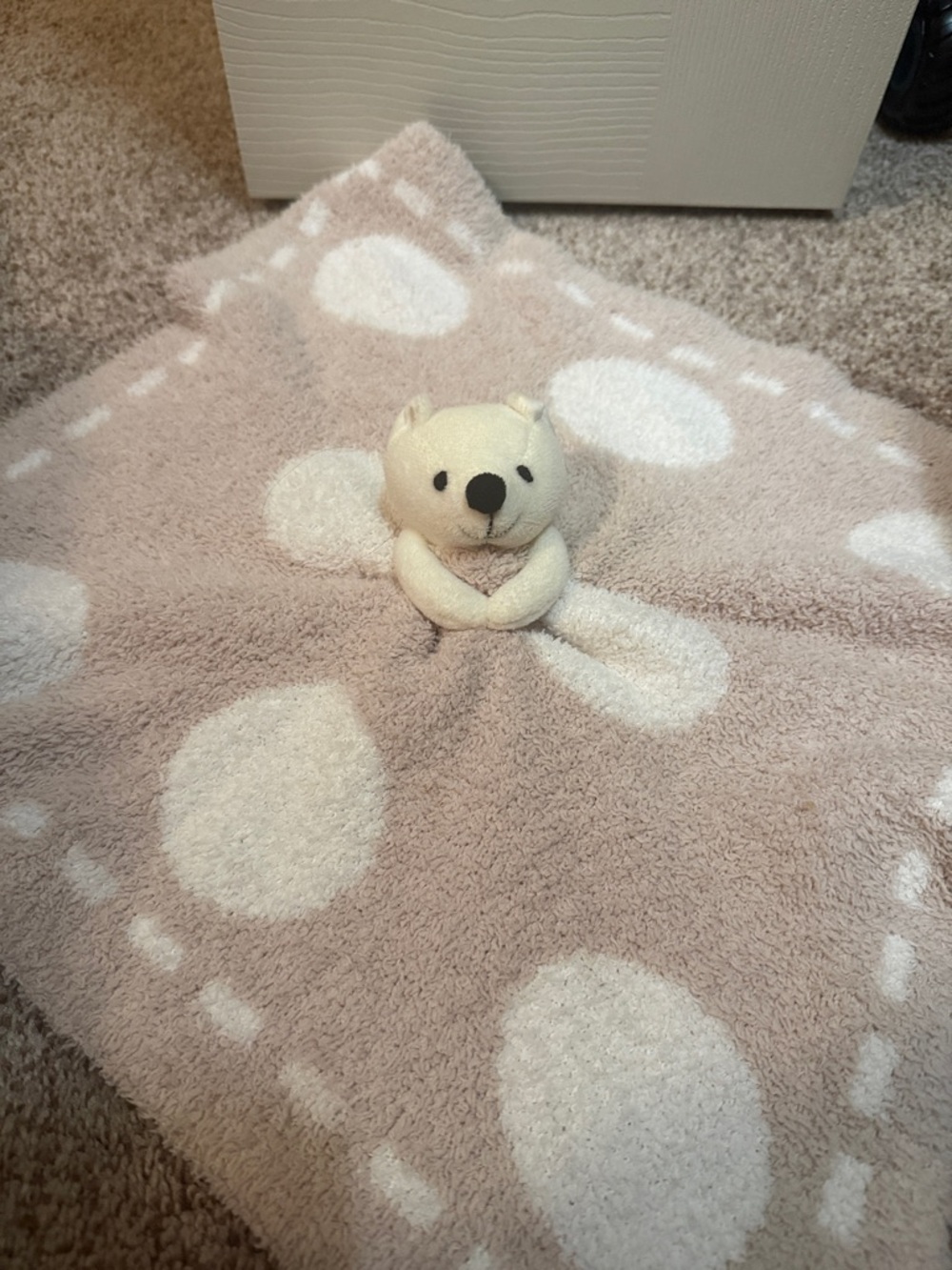Barefoot Dreams CozyChic Dream Buddie Plush Bear Lovey Blanket in Soft Beige